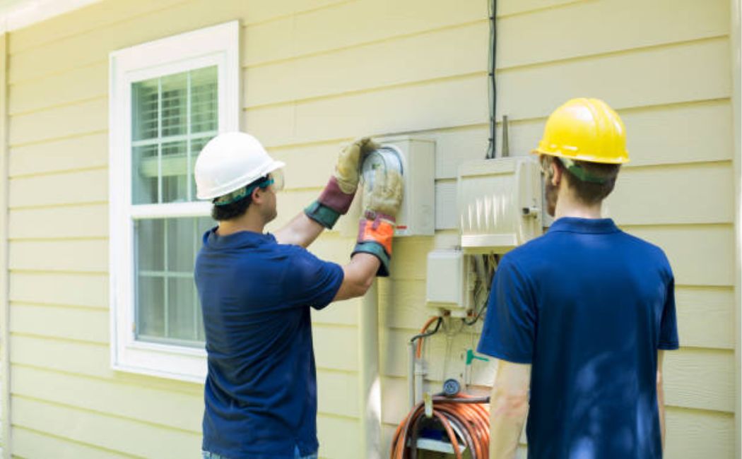 Expert electrician providing outside meter repair service