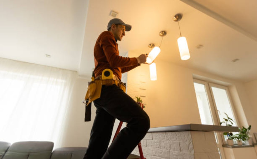 Home exterior light replacement by electrician