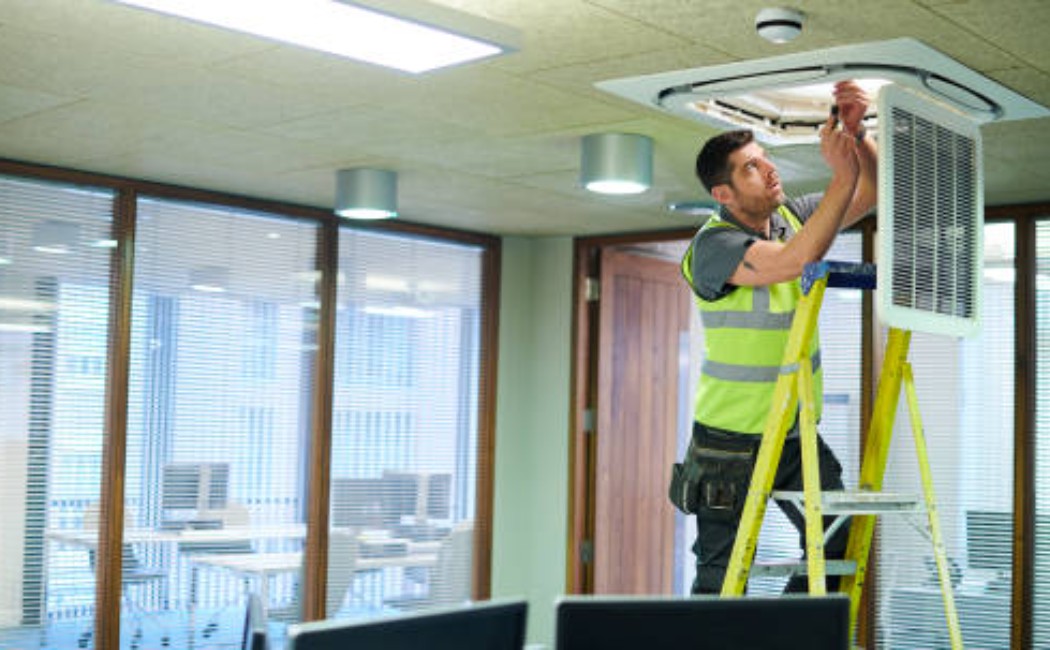 Professional electrical lighting service in a commercial building