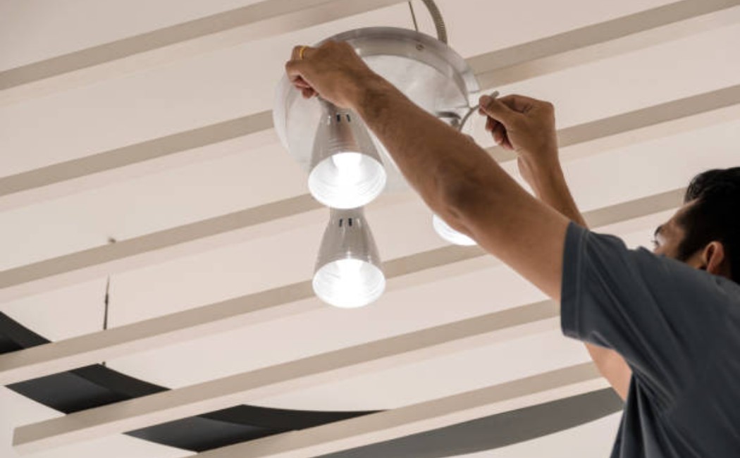 Smart home setup showing voice assistant and IoT devices in a room.